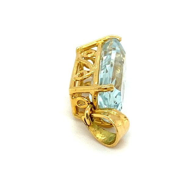Certified Aquamarine 8.03ct Solid 18K Gold Pendant - Picture 4 of 8